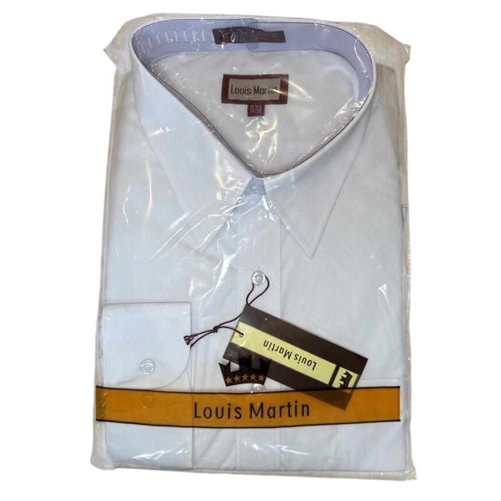 Louis Martin White Long Sleeve Men's Dress Shirt 18-18 1/2 34/35 Business Wear